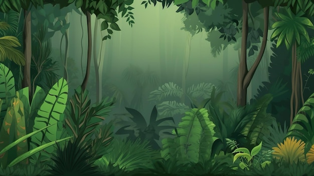 Tropical trees and plants in the jungle