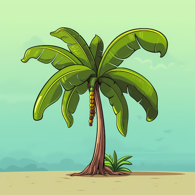 Foto tropical vibes een vectorillustratie van een eenvoudige bananenboom