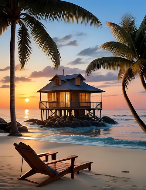 TROPICAL VINTAGE small HOUSE by the beach