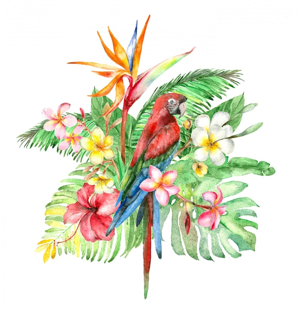 Tropical watercolor bouquet
