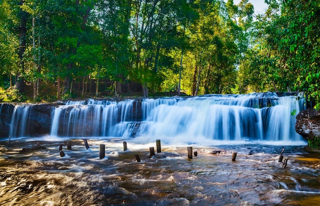 Tropical waterfall Phnom Kulen Cambodia