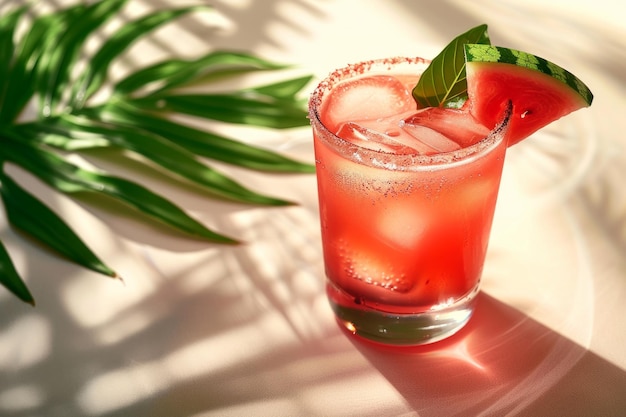Photo tropical watermelon cocktail with shadow