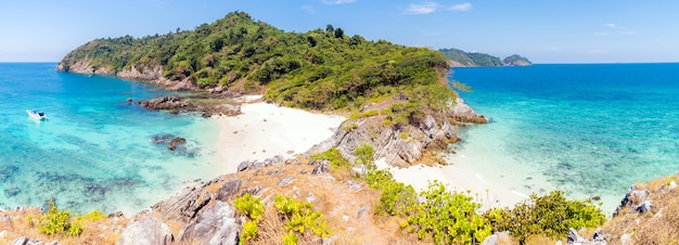 Tropical white sand beach Aerial