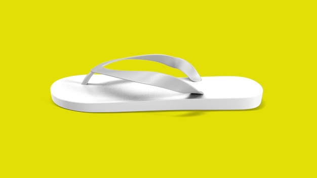 Tropical white sandals isolated on yellow background suitable for your design element