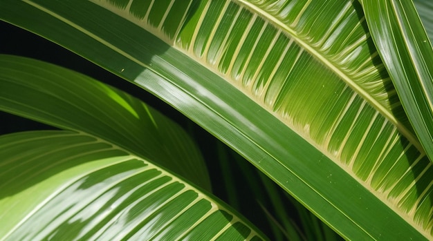 Tropics Unveiled Natural Background of Palm Leaf Closeup with Enchanting Depth