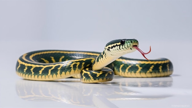 Tropidolaemus wagleri snake closeup on white background
