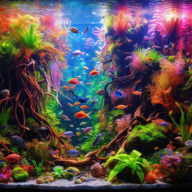 Tropisch aquarium met vissen