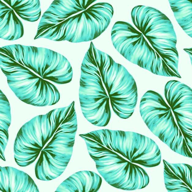 Tropisch blad naadloos patroon Kleurrijke levendige print met prachtige palmjunglebladeren Herhaald luxe ontwerp voor verpakking cosmetisch mode textielbehang Realistische illustratie van hoge kwaliteit