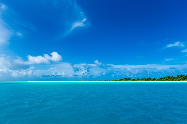 Tropisch eiland in de Maldiven met wit zandstrand en zee