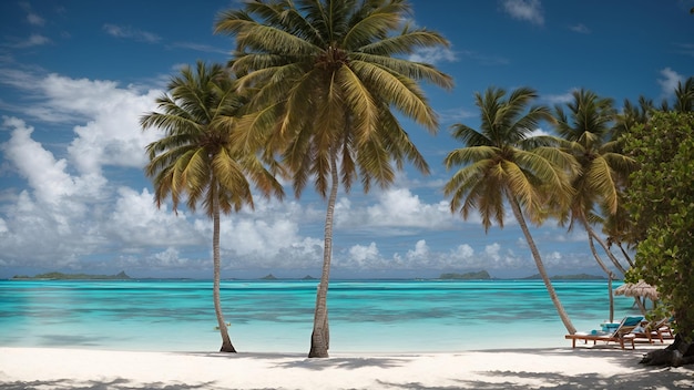 Foto tropisch eiland strand paradijs landschap zonsopgang panorama