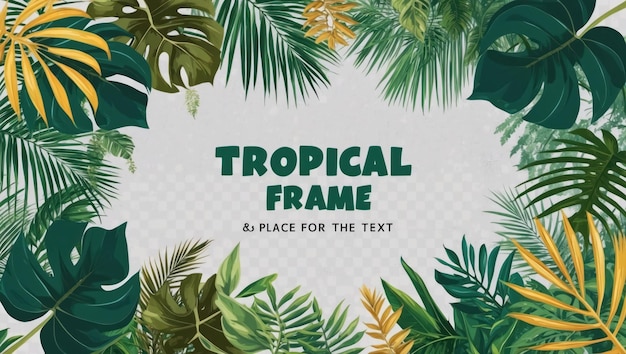 Tropisch frame met weelderig groen gebladerte perfect voor zomer of jungle concepten