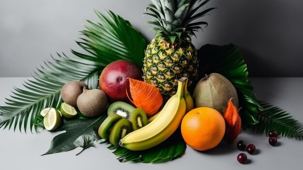 Tropisch fruit achtergrond Illustratie AI GenerativexA