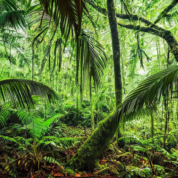 Tropisch oerwoudlandschap Generatieve AI