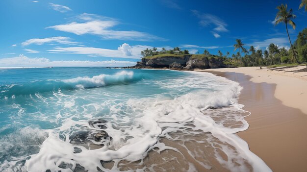 Foto tropisch paradijs strand met wit zand en blauw zeewater reis toerisme breed panorama achtergrond