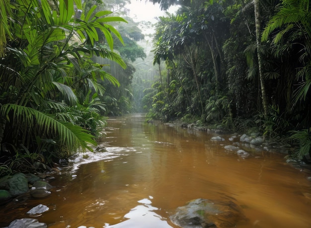 tropisch regenwoud jungle met rivier oldgrowth bos