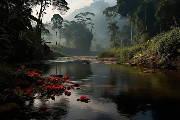 Tropisch regenwoud met exotische planten