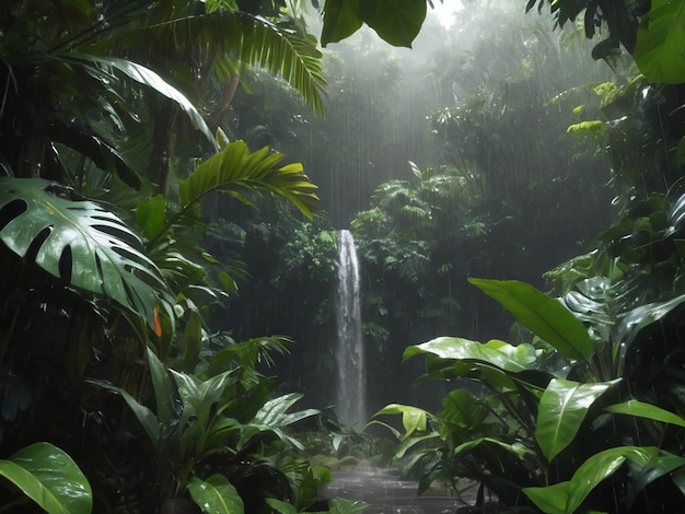 Tropisch regenwoud Regenbuien generatieve ai
