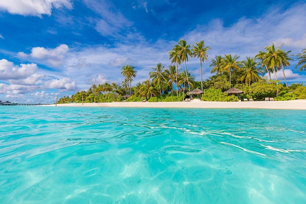 Tropisch resort strandparadijs Geweldige natuur kust zee zand hemel Zomervakantie reisavontuur