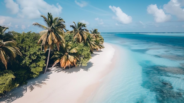 Tropisch strand met palmbomen en turquoise water Luchtbeeld
