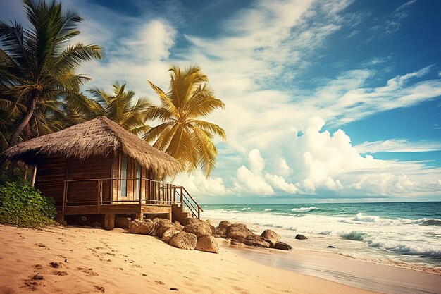 Tropisch strand met surfwedstrijden