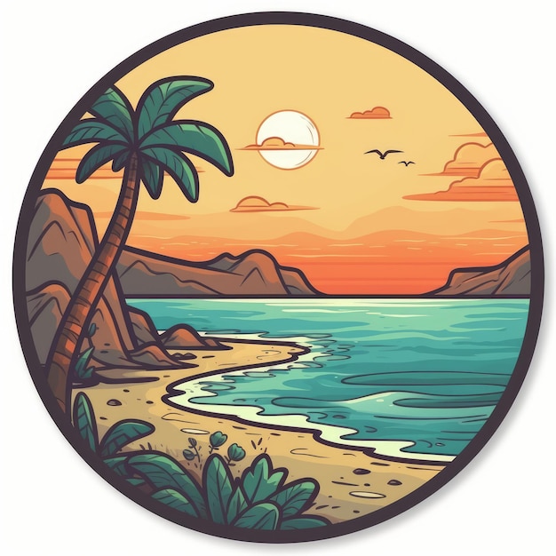 tropisch strand vectorsticker