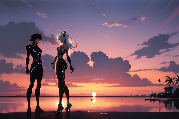 Foto tropisch strand zonsondergang anime view