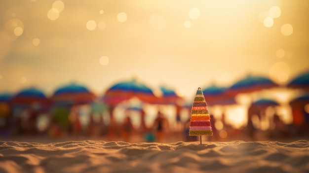 Tropisch zomerzandstrand en bokeh zonlicht op zee achtergrond