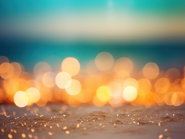 Tropisch zomerzandstrand en bokeh zonlicht op zeeachtergrond Generatieve AI