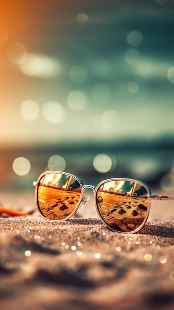 Tropisch zomerzandstrand en bokeh zonlicht op zeeachtergrond Generatieve AI