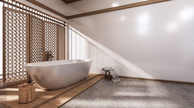 Tropische badkamer Japanse stijl 3D-rendering