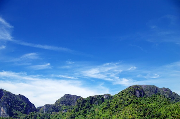 Tropische berg met blauwe lucht