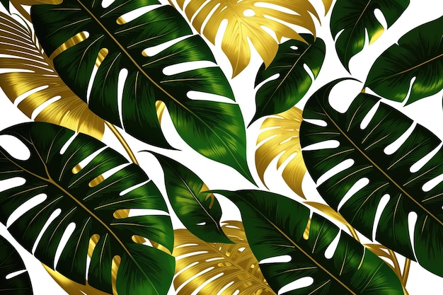 Tropische bladeren en palmbladeren op een witte achtergrond.