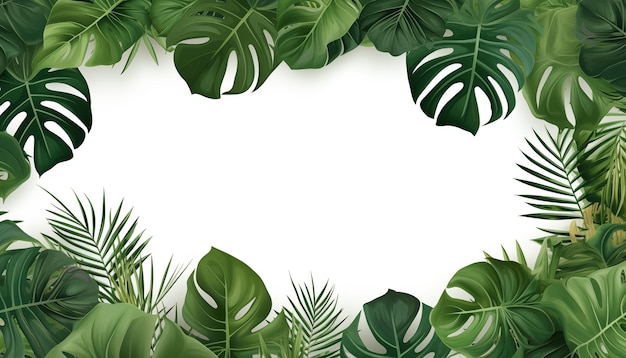 Tropische bladeren natuur frame lay-out van monstera geïsoleerde witte achtergrond