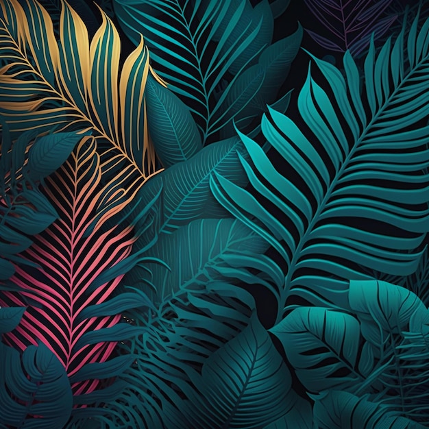 Tropische bladeren op een donkere achtergrond