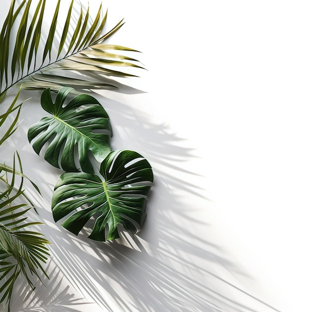 Tropische bladeren schaduw met muur voor luxe schoonheid mode product display achtergrond 3DGenerative
