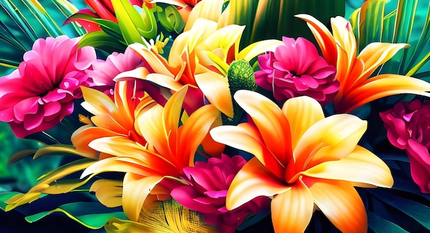 tropische bloemboeket achtergrond