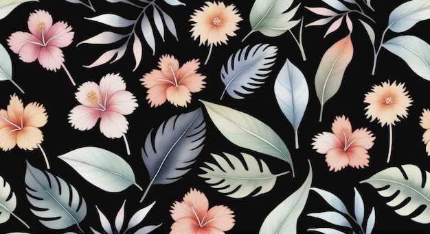 Tropische bloemen aquarel mode patroon met exotische gedroogde bloemen textiel voorraad