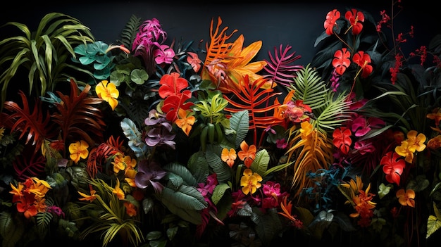 tropische bloemen op zwarte achtergrond