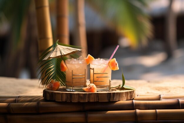 Tropische cocktail geserveerd op het strand