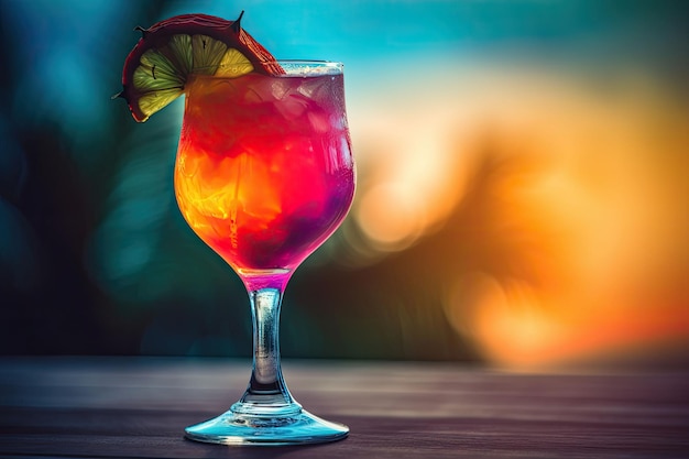 Tropische cocktail Zomerdrankjes en strandvakantie achtergrond Generatieve AI
