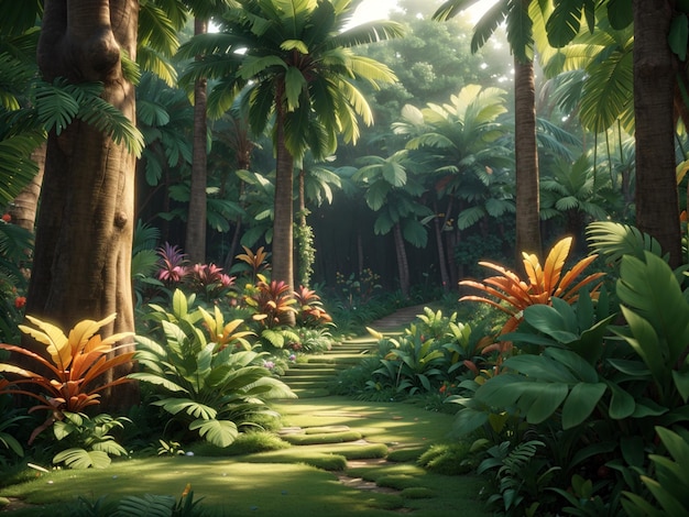 Tropische dichte bos cartoon achtergrond