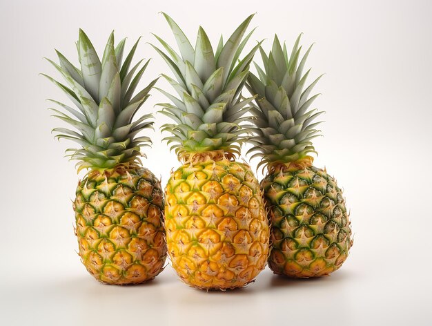 Tropische elegantie Verse ananas op witte achtergrond Hoge kwaliteit