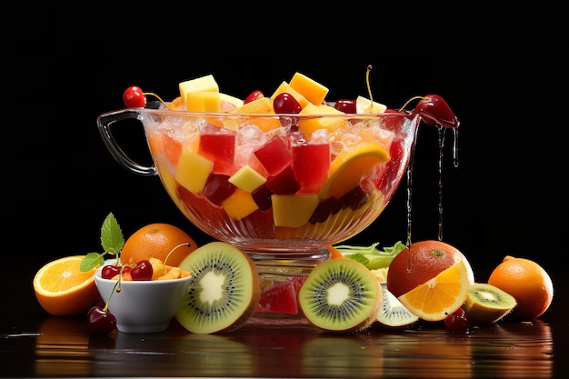 Tropische Fruit Punch Bowl met drijvende fruitschijfjes