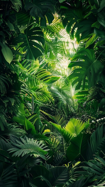 Tropische groene bladeren creëren een weelderige en levendige achtergrond
