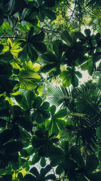 Foto tropische groene bladeren creëren een weelderige en levendige achtergrond