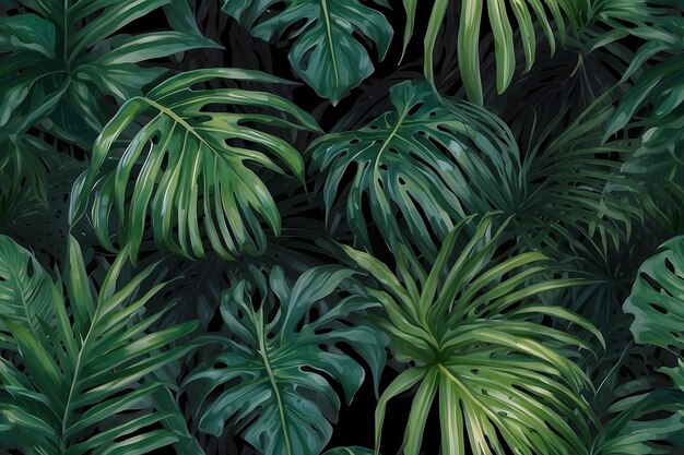 Tropische groene palmblaadjes op gele achtergrond