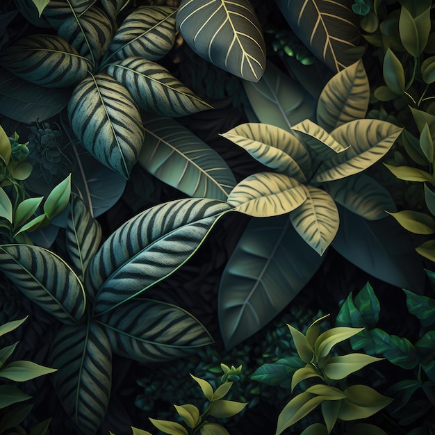 Tropische jungle achtergrond, groene bladeren achtergrond post, advertentie ai gegenereerd