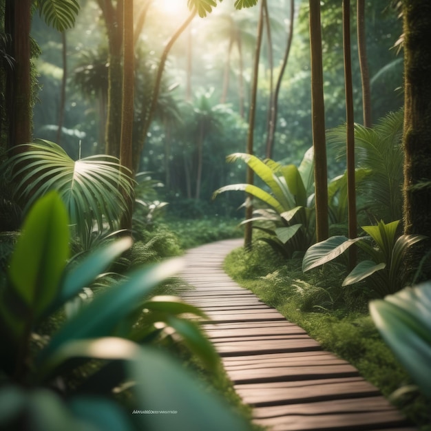 Tropische jungle met palmblaadjes 3D-rendering