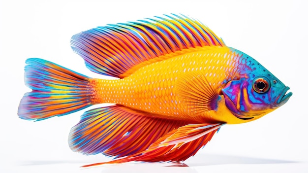 Tropische kleurrijke vissen professionele foto geïsoleerd op witte achtergrond
