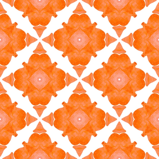 Tropische naadloze patroon. Oranje aantrekkelijk boho chic zomerdesign. Hand getekende tropische naadloze grens. Textiel klaar mooie print, badmode stof, behang, inwikkeling.